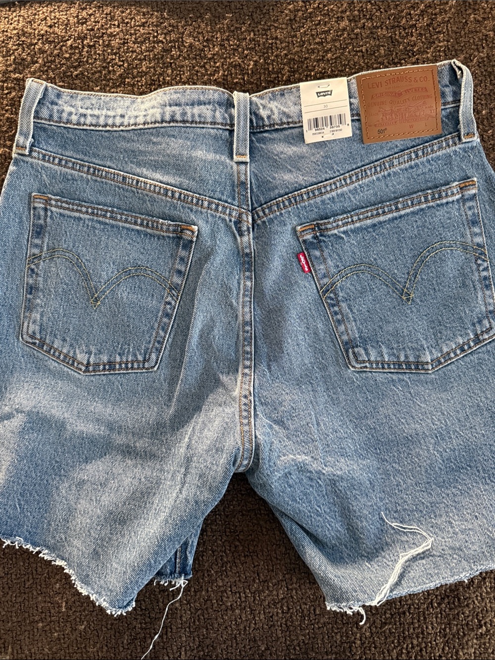Levi's Light Blue Distressed Cutoff Denim Shorts - Picture 4 of 5